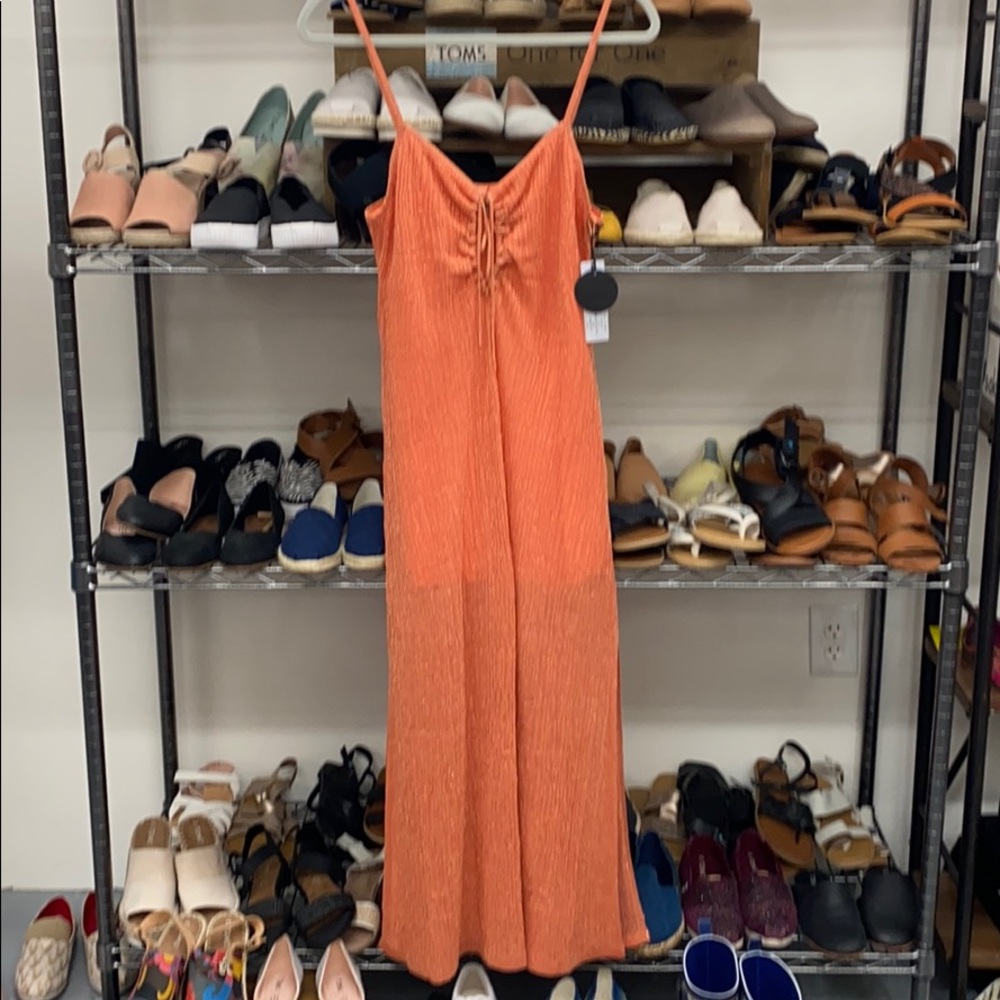 Amuse society sparkly orange midi dress